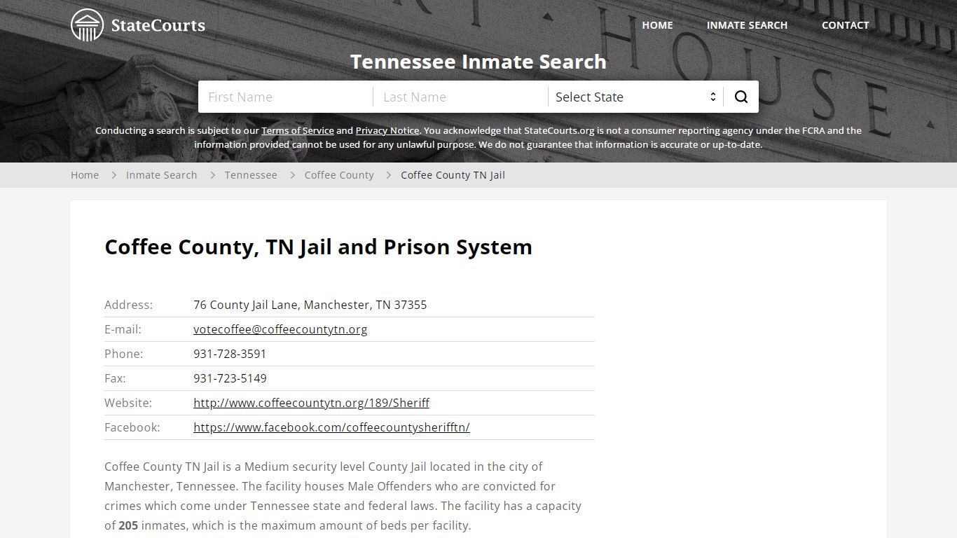 Coffee County TN Jail Inmate Records Search, Tennessee ...